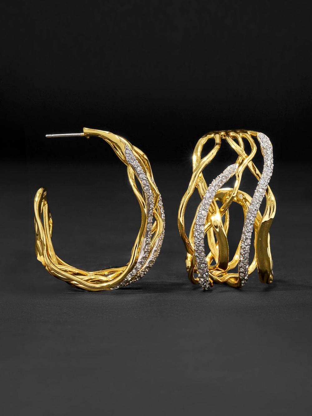 Alexis Bittar Solanales Crystal Woven Hoop Earrings - Picture 3 of 7
